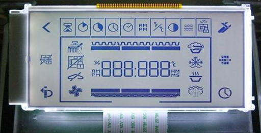 STN (super-twisted nematic) positive LCD display (dark characters on a light background)